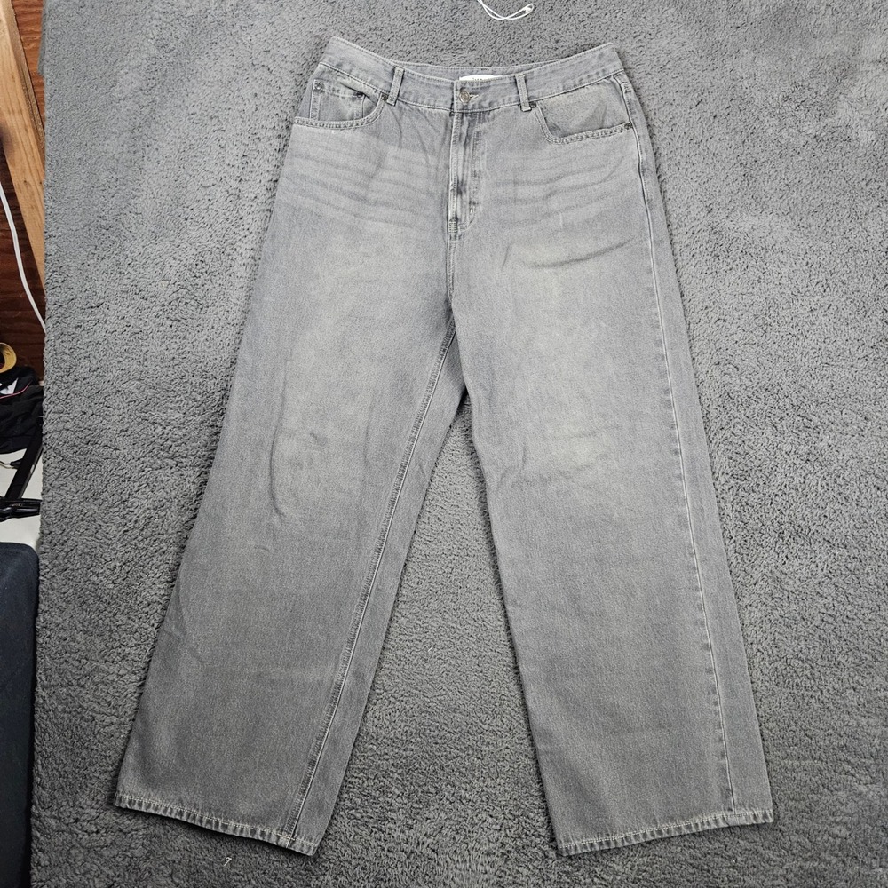 vivastudio Gray Wide Leg Jeans XL High Waisted Denim Pants‎ Casual